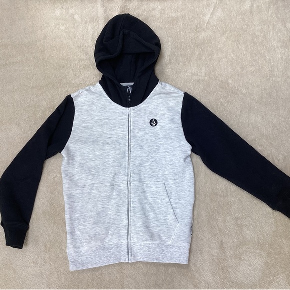 Volcom Kids Black and Gray Zip-Up Hoodie - Picture 1 of 3